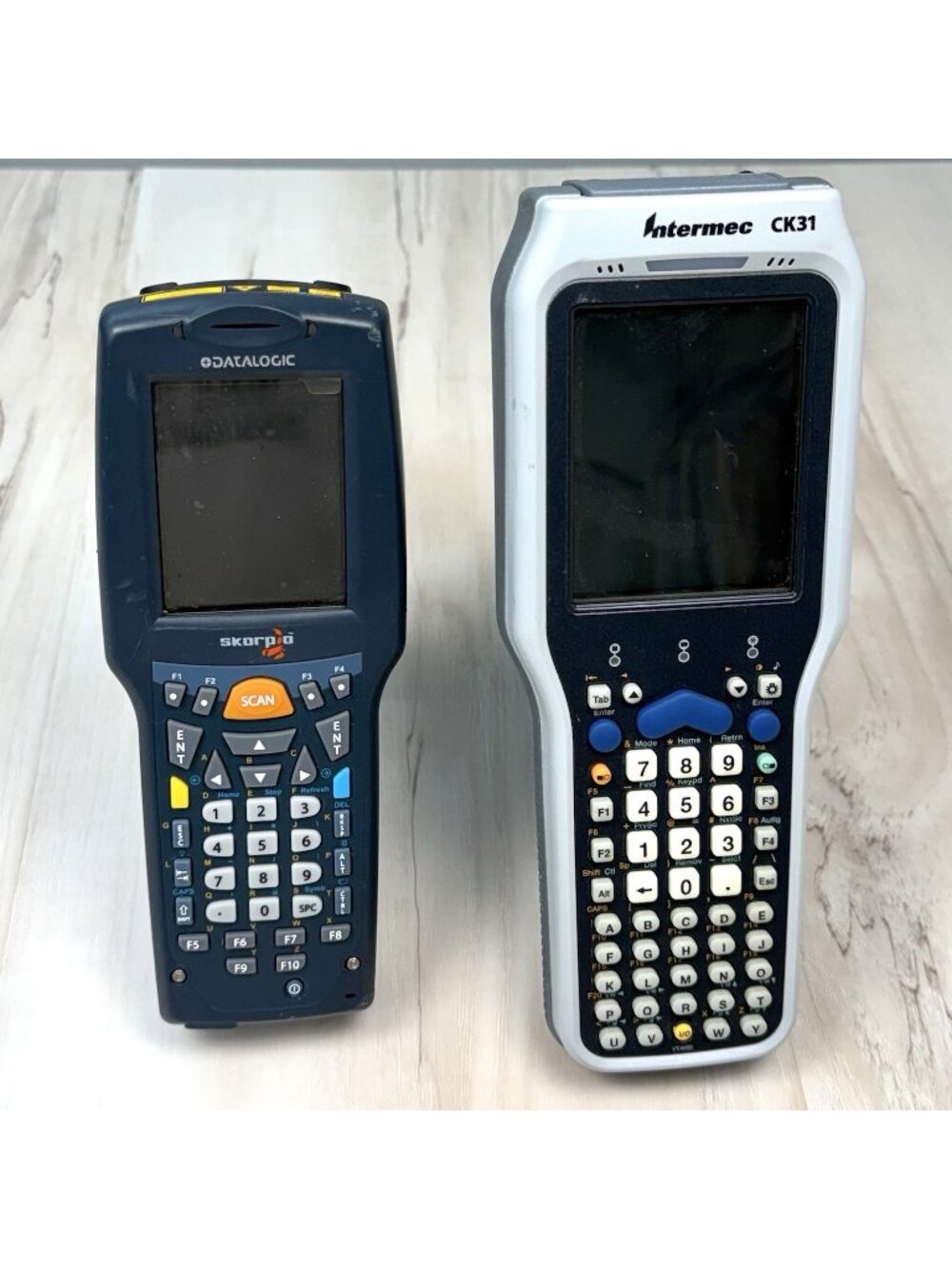 2 Handheld Mobile BARCODE SCANNERS Intermec CK31 Datalogic Skorpio *No Charger*